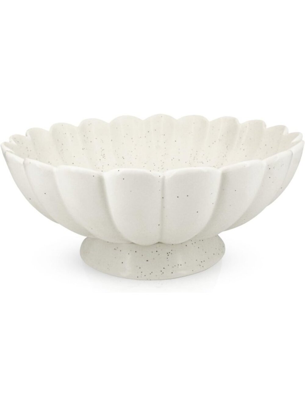 Elegant 10.6" White Ceramic Fruit Bowl - Fluted Scalloped Design for Kitchen